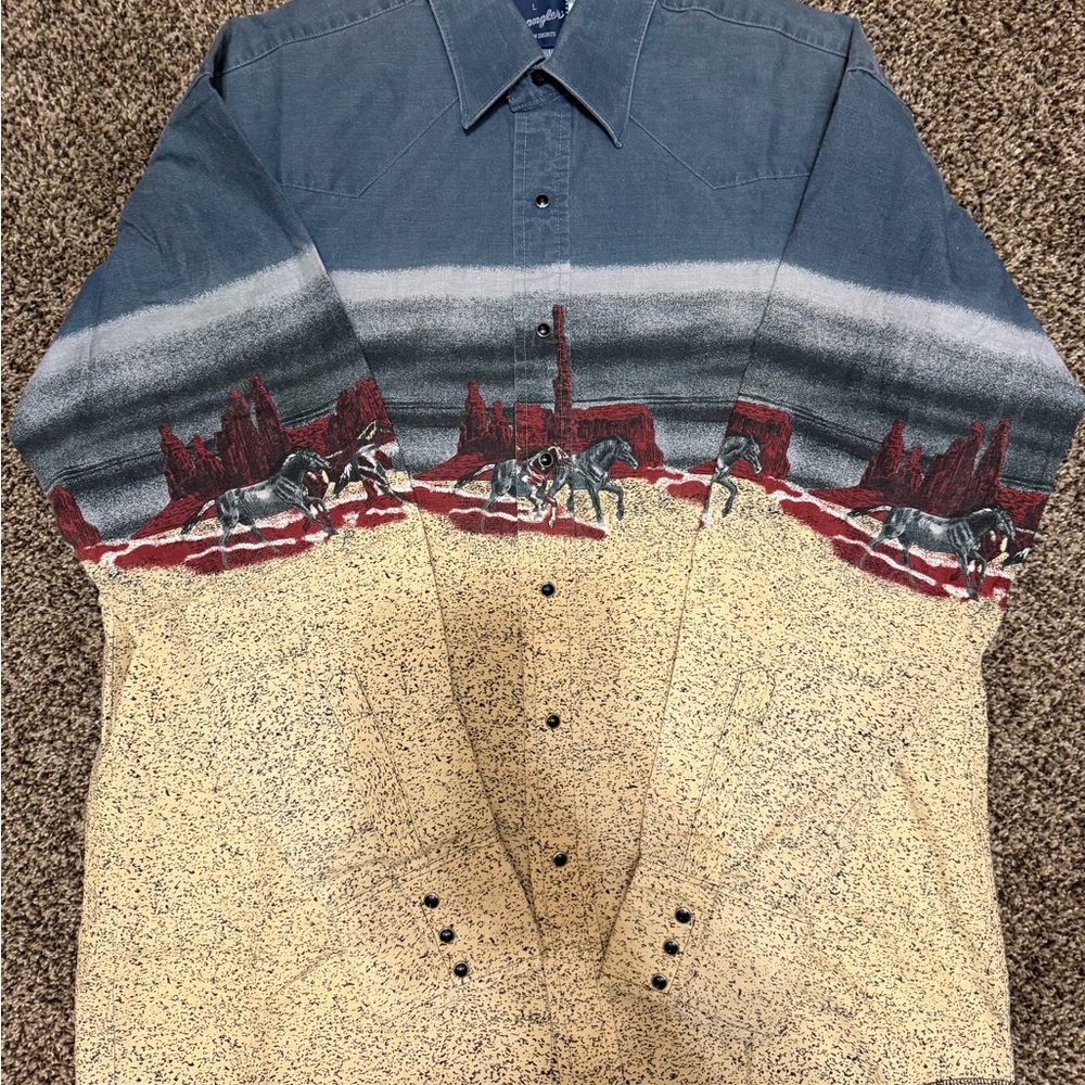 Vintage Wrangler Blue Western Shirt